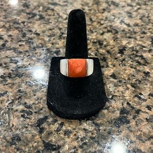 Coral and Mother of Pearl Sterling Ring